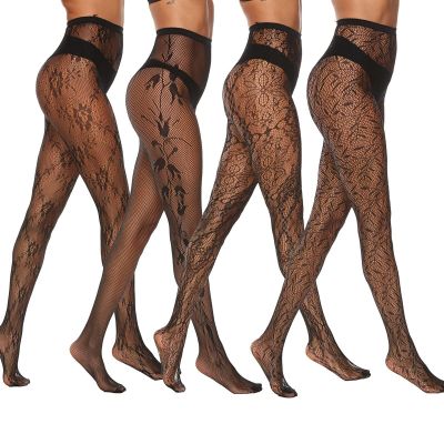 Patterned Tights for Women Fishnet StockingPack of 4